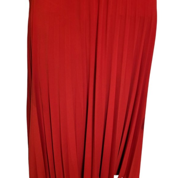 COLDWATER CREEK Pleated Skirt Red Midi Dress Size 6 - Picture 7 of 8